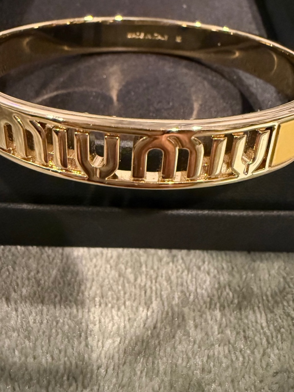 Miu Miu Gold Logo Cuff Bracelet NEW Unworn w/ Box Pouch & Authenticity Card